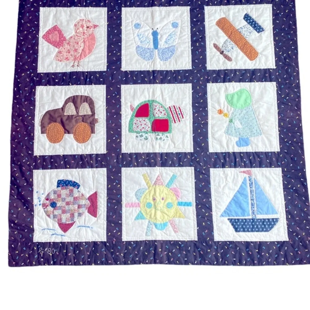 Quilted Boys Blanket or wall hanging  Airplanes, Sailboats, Car and more